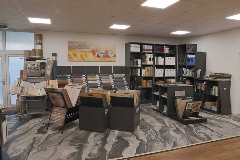 Teppichboden-Kollektion in der Ausstellung