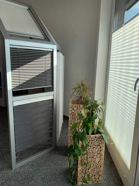 Faltstore an einem Dachfenster